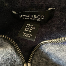 Load image into Gallery viewer, Jones &amp; Company Sweater Jacket Womens Med Merino Wool Gray Full Zip Hooded