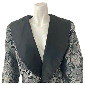 Vintage Michael Marcello Blazer Women’s Floral Lace Black Gray Large Formal