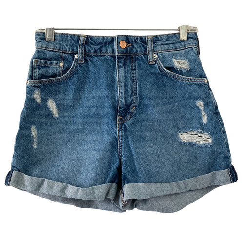 &Denim H&M Shorts Cutoff Womens Size 4 Mom Shorts Distressed Medium Wash