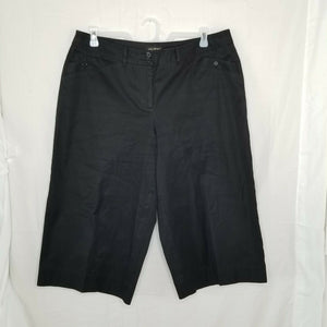 Lane Bryant Womens Black Wide Leg High Rise Casual Cropped Capris 18