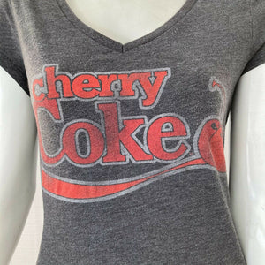 Cherry Coke Womens Gray and Red Tshirt Size Large