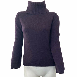 Vintage Sarah Spencer Sweater Ribbed 100 % Merino Wool Turtleneck Small Purple