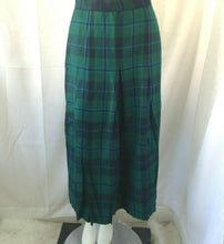 Load image into Gallery viewer, Vintage Austin Hill Green Blue Wool Plaid Pleated A-Line Mid-Calf/Ankle Skirt 8