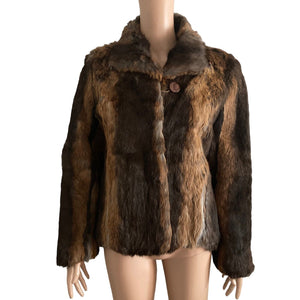 Vintage Split End Limited Rabbit Fur Jacket Medium Dark Light Brown