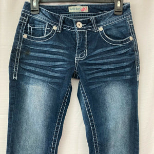 Paris Blue Womens Dark Wash Blue Jeans w Sequins Juniors Size 5
