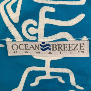 Vintage 80s Ocean Breeze Hawaii Swim Trunks Blue White Small vtg surfer beach