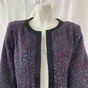 Christopher Banks Petites Women’s Multicolored Fabric Open Front Blazer PL