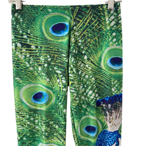 Peacock Leggings Womens Small Green Blue Stretch