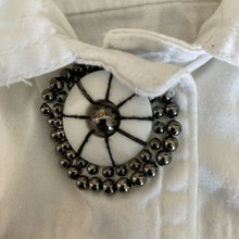 Load image into Gallery viewer, Ruby Rd Womens White Decorative Button Down Shirt w Beaded Buttons Size 10