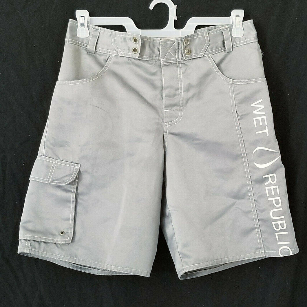 Wet Republic Las Vegas Swim Trunks Mens Size 30 Gray Silver