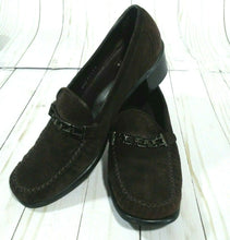 Load image into Gallery viewer, Stuart Weitzman Womens Dark Brown Suede Chunky Heal Loafers w Black Gems 8