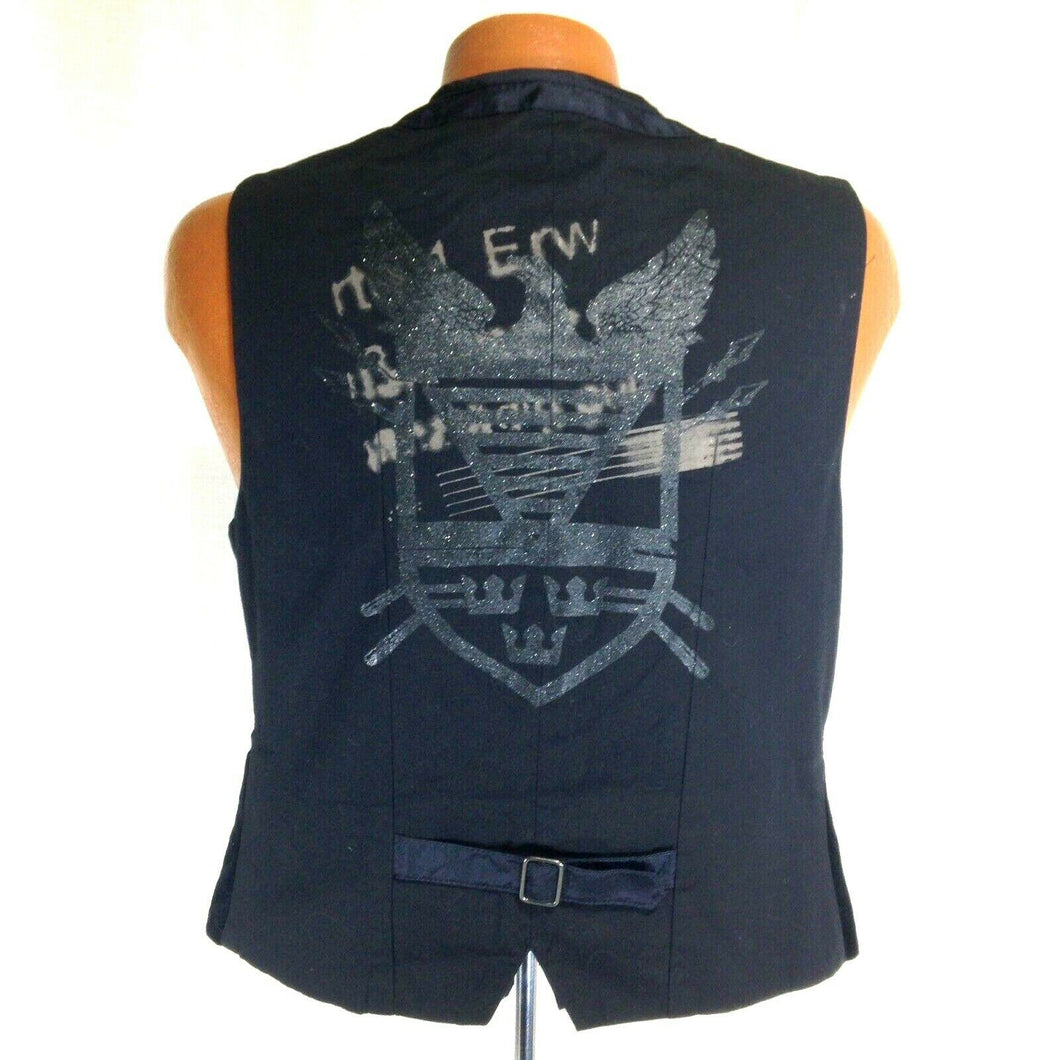 Guess Worlds Finest Dry Good Mens Black Crushed Velvet VTG 80's Vest Medium rare