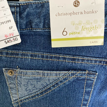 Load image into Gallery viewer, Christopher Banks Capris Denim Womens Size 6P Blue Dark Wash Cuffed