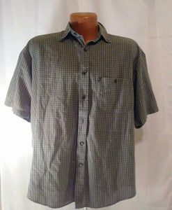 Burt Pulitzer Collectors Edition Mens Dark Green White Striped Casual Shirt L