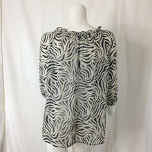 Load image into Gallery viewer, East Fifth Petites womens Black and White Zebra Print Blouse Large Petite