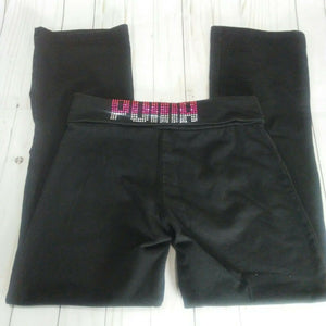 Puma Girls Black Blingy Red Rhinestone Name Brand Leggings XL