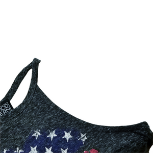 Modern Lux Tank Top American Flag Lips Multicolored Racerback Womens Size XS