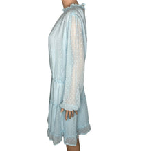 Load image into Gallery viewer, Dress Womens XL Light Blue Swiss Dot Pullover Tiered Ruffled Lined