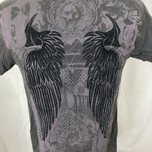 Chemistry t-shirt couture adult size S gray black wings dragons ufc mma fighter