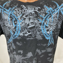 Load image into Gallery viewer, Redemption Beaded  t-shirt couture adult size L black blue cross wings studded
