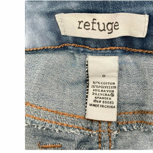 Refuge Jeans Distressed Womens Raw Hem Blue Size 0