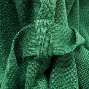 Classiques Entier Womens Green Merlino Wool Full Zip Belted Cardigan Sweater S