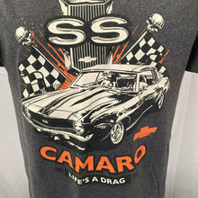 Load image into Gallery viewer, Chevy Camaro SS T Shirt Mens Size M Gray lifes a drag skulls 67 68 69 muscle car