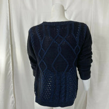 Load image into Gallery viewer, Olive + Oak Womens Dark Blue Cable Knit Style Pullover Sweater Size Small