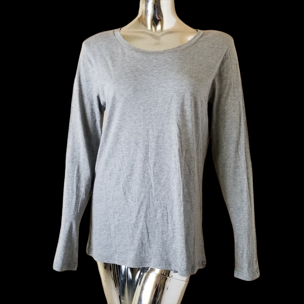 Caslon Shirt Womens Heather Gray Long Sleeve Pullover Top L Stretch