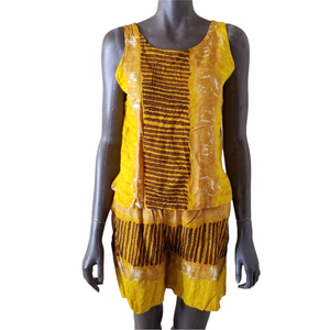 Vintage LILIA'S COLLECTION Bermuda Shorts Set 2-Pc Womens Yellow Sleeveless Top