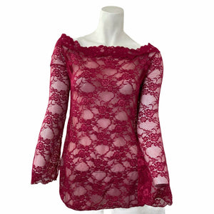 Dreamgirl Top Lace Magenta Womens Size Small Stretch