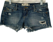 Load image into Gallery viewer, Abercrombie Fitch Shorts Blue Denim Distressed Womens Size 00 Juniors low rise