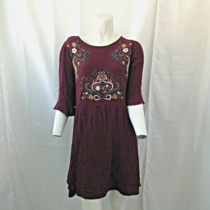 Xhilaration Womens Burgundy Red Embroidered Floral Top Size Medium