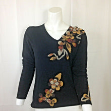 Load image into Gallery viewer, Chagall Womens Black Vintage Sweater with Floral Accents Medium