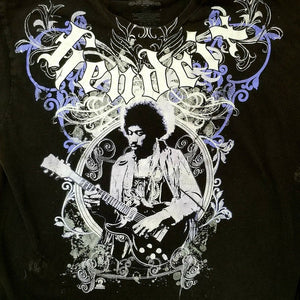 Jimi Hendrix Mens Black Purple White Short Sleeve T-Shirt Large classic rock