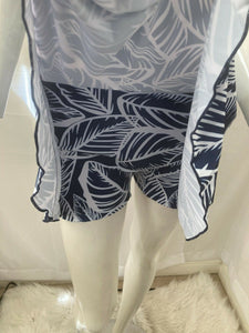 Hello Summer Swimsuit One Piece Womens Blue and White Swim Dress Medium