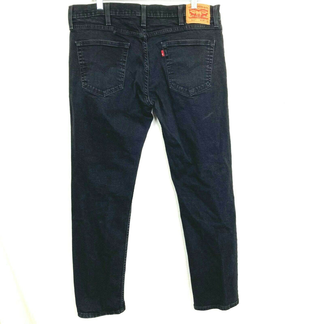 Levis 511 Mens Dark Wash Black Denim Jeans Size 38x32