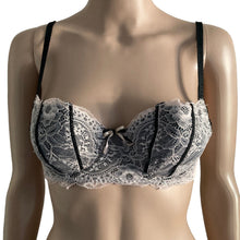 Load image into Gallery viewer, Bra Womens 34B Pink Black Padded Pushup Underwire Lace