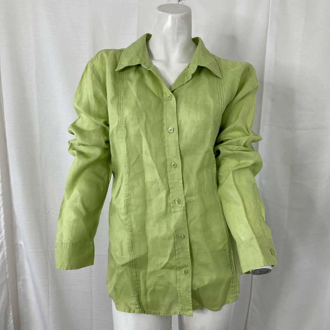 Liz Claiborne Women’s Green Linen Button Front Blouse Size 14