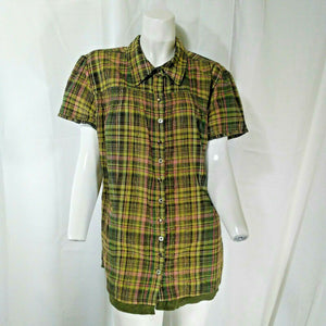 Venezia Womens Multicolored Plaid Short Sleeve Blouse Size 18 20