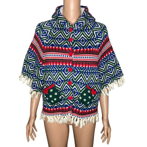 Matilda Jane Poncho Sweater Shaw Girls 8 A Caroling We will Go Multicolored