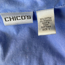 Load image into Gallery viewer, Chicos Womens Periwinkle Ribbed Denim Jacket Chicos Size 1 Medium