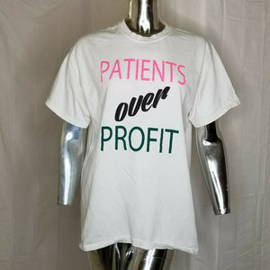 White Green Hot Pink Patients Over Profit Weed Pot MMJ Las Vegas T-shirt L