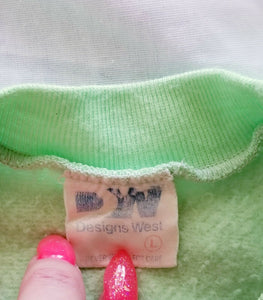 Designs West VTG 80s Lime Green Mickey Mouse Long Sleeved Sweatshirt Size Large