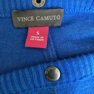 Vince Camuto Sweater Womens Small Royal Blue Long Sleeve Snap Buttons