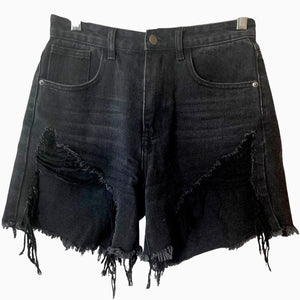 Momokrom Shorts Black Denim Distressed Womens Size 4 US 8 UK