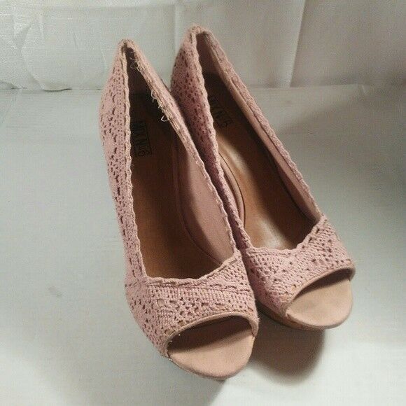 Mix Number 6 Womens Champagne Pink Summer Wedges Size 10M