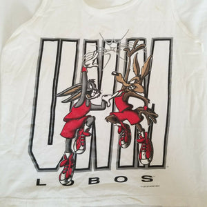 Vintage 90s Bugs Bunny Wile E Coyote UNM Basketball Lobos Tank Top new mexico M