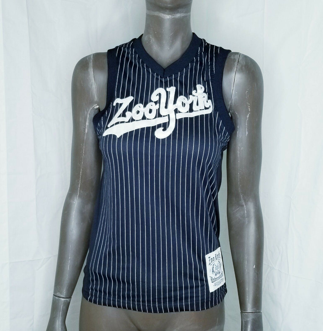 Zoo York Unbreakable Boys Navy Blue White Pin Striped Sleeveless Top Med 12 14