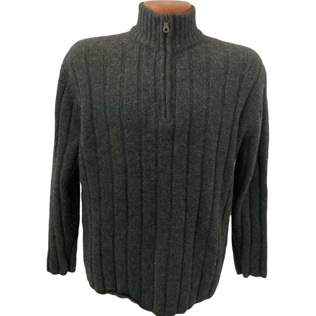 Vintage Gap Lambswool Sweater Gray Mens Pullover Zip Neck Size Medium